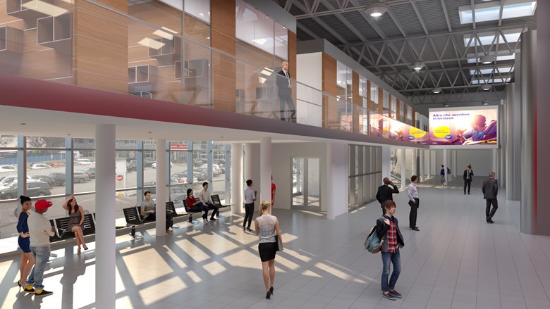 Immagine di progetto dell’area check-in dell’Aeroporto di Bologna, Studio Bradaschia