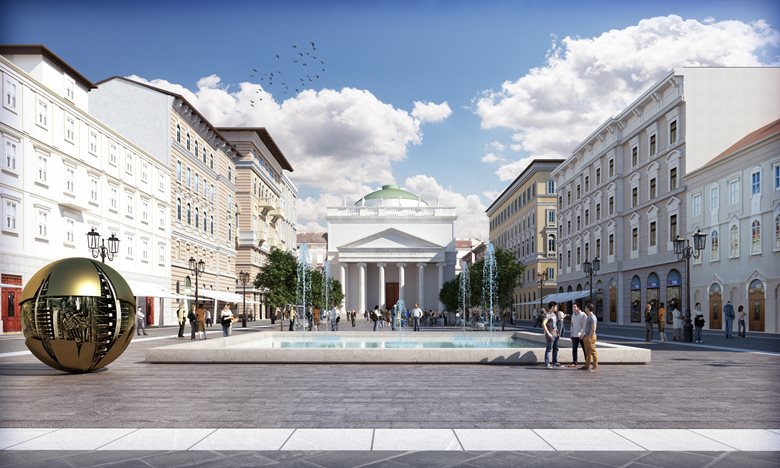 Rendering del progetto di riqualificazione di Piazza Sant’Antonio a Trieste