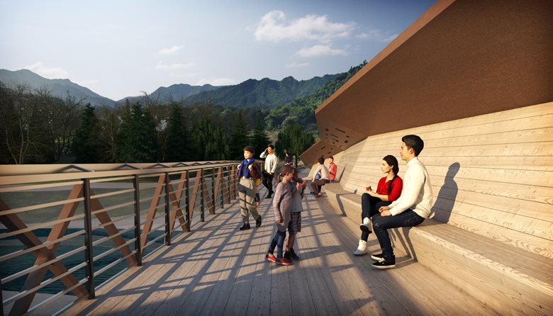 Immagine di progetto della passerella ciclopedonale a Valpelline, Studio Bradaschia